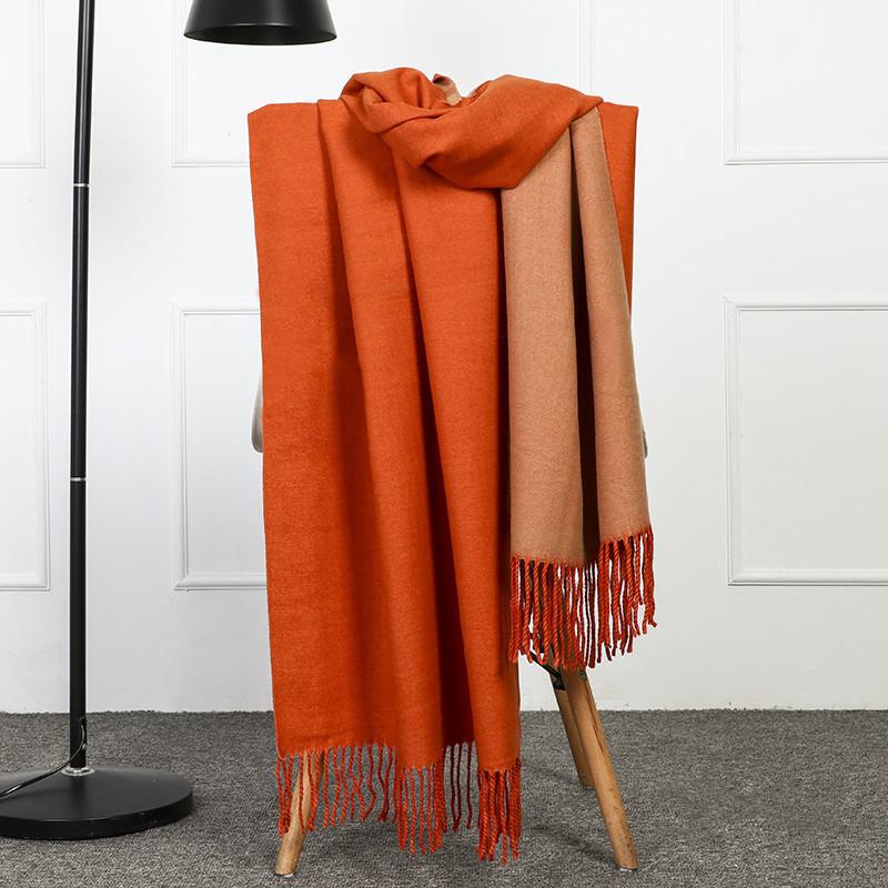 200*70cm Kunstig Kasjmirskjerf for Kvinner Ullskjerf Dobbeltsidig Stil Dusker Vinter Tykt Oversized Skjerf Sjal