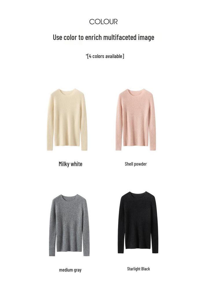 Women's Pure Cashmere Sweater, Round Neck, Loose Fit, Autumn/Winter Knitwear, Versatile Base Layer Pullover