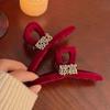Festive Red Flocking Shark Clip Creative Chinese New Year Hair Grab Wealth Hair Claw  Girl