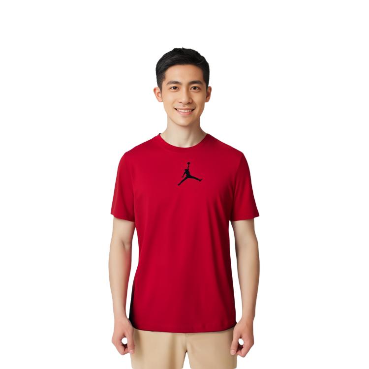 Jordan Jumpman T Shirts Men's Red Crew Neck Moderate Straight Fit CW5191-687