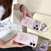 Cute Kawaii Pink Plaid Teddy Bear Phone Case For iPhone 16 15 14 13 Glitter Chandelier Print Protective Cover for Girls