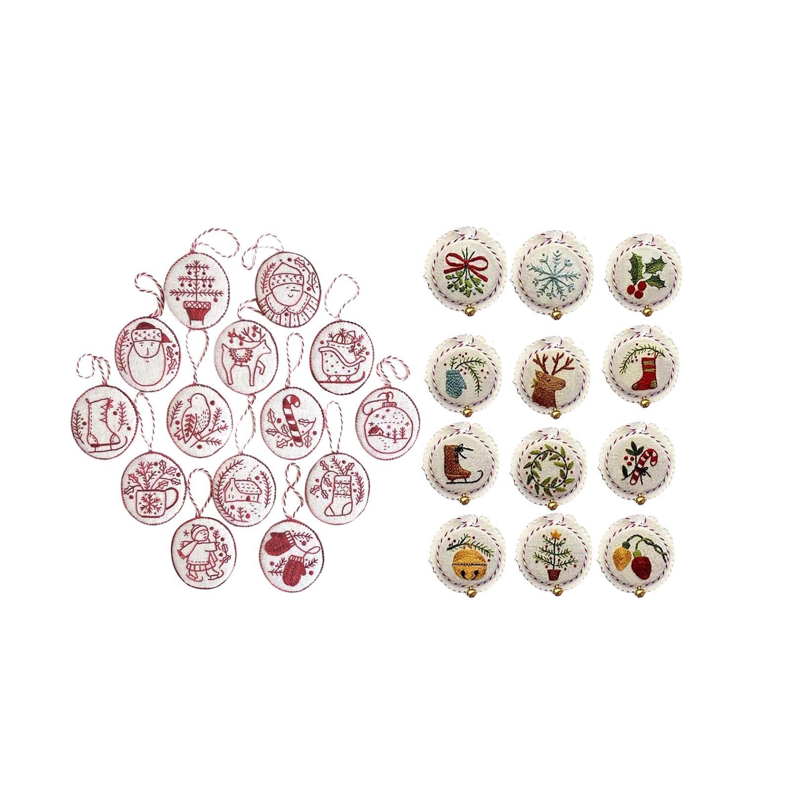 

Hand Embroidery Christmas Ornaments Kit DIY Xmas Decor for Hotel Home Office