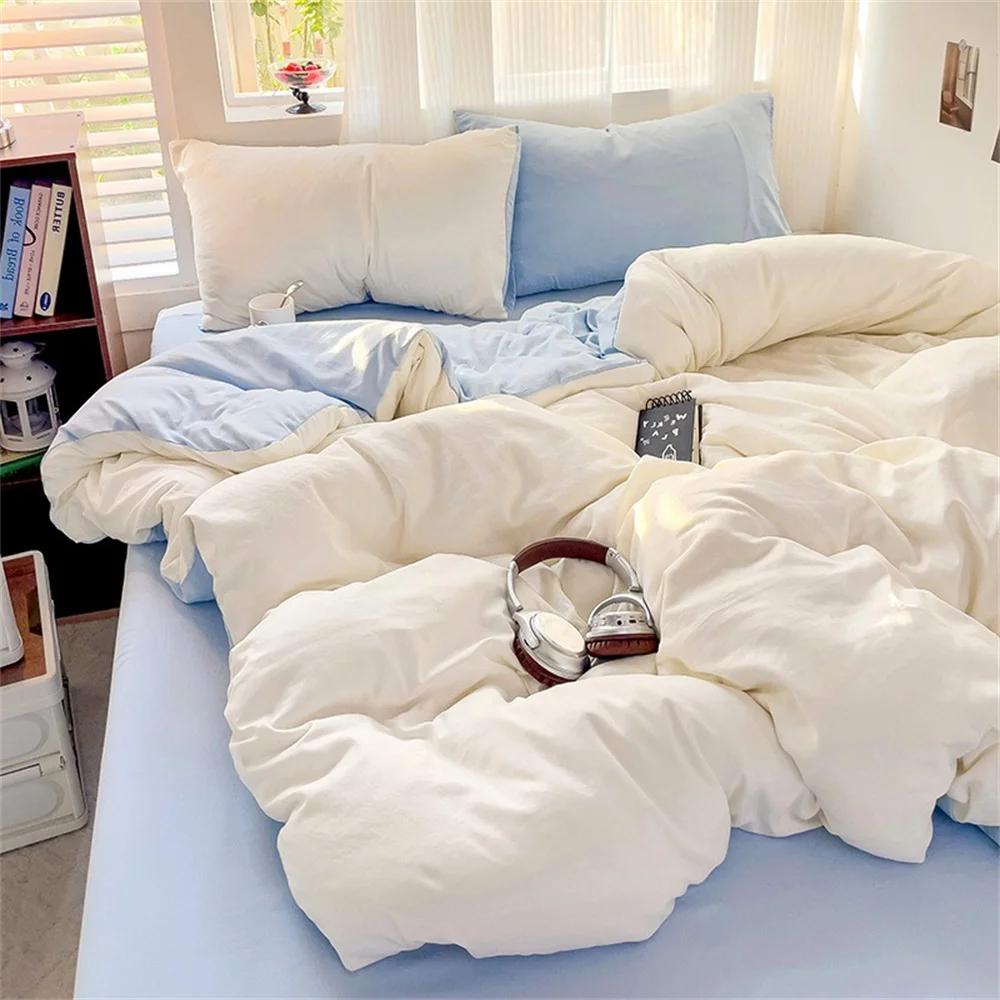 Lenjerie de Pat Bumbac Set de Pat cu Cearșaf Husă de Plapapă Față de Pernă Dimensiune Singur Cuplu Cearșaf de Pat King Queen Dublu Twin