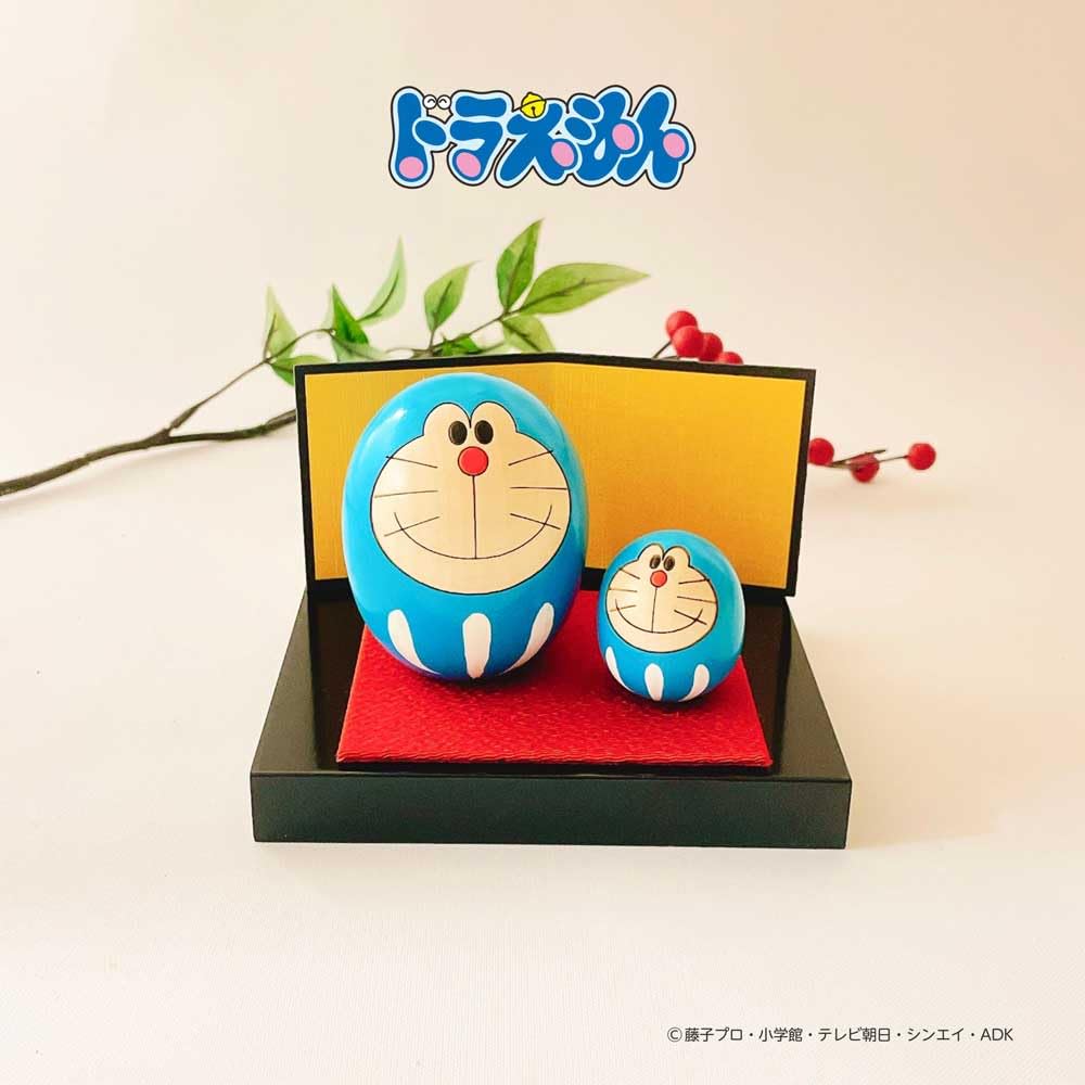 Usaburo Kokeshi Doraemon Daruma Kokeshi Doll Doraemon Figure Made in Japan Interior Gift Kokechi (Large)