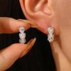 Elegant Hoop Earrings with Zirconia Sophisticated Zirconia Hoops Ear Rings for Women Suitable for Formal Event
