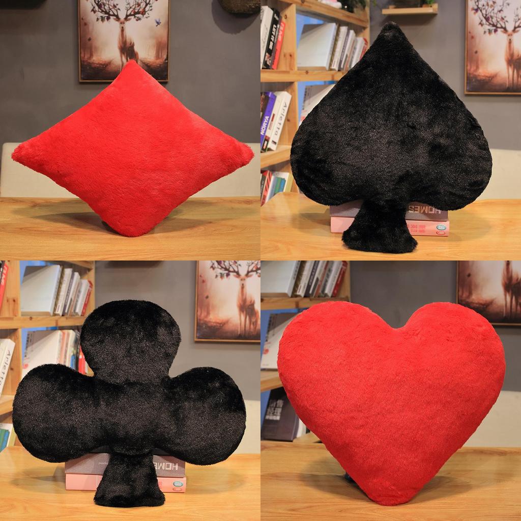 Classic Card Suit Plush Pillow With Soft Short Plush Cover For Home Decor And Lounge Comfort