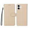 (iPhone 16, Creamy White) For iPhone 16 Case RFID Blocking 3 Card Slots PU Leather Phone Cover with Wrist Strap