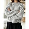 Women S Casual Loose Long Sleeve Knit Top Solid Color Round Neck