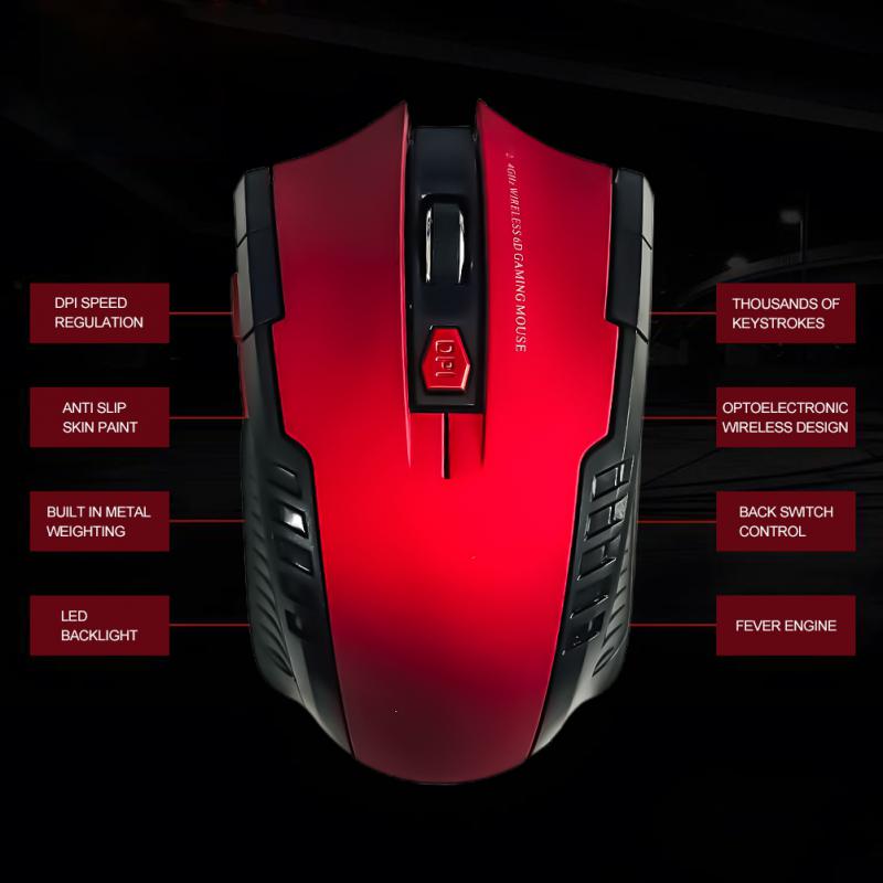 TCJJ 1600DPI 2.4GHz Wireless Optical Mouse Gamer For PC Gaming Laptops Opto-electronic Game Wireless Mice With USB