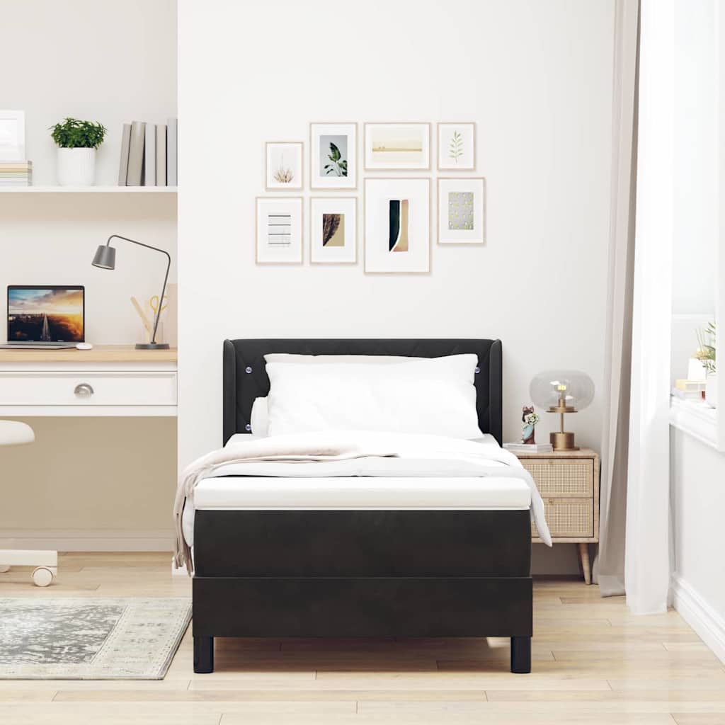 Box Spring Bed with Headboard Black 200 x 90 cm Velvet