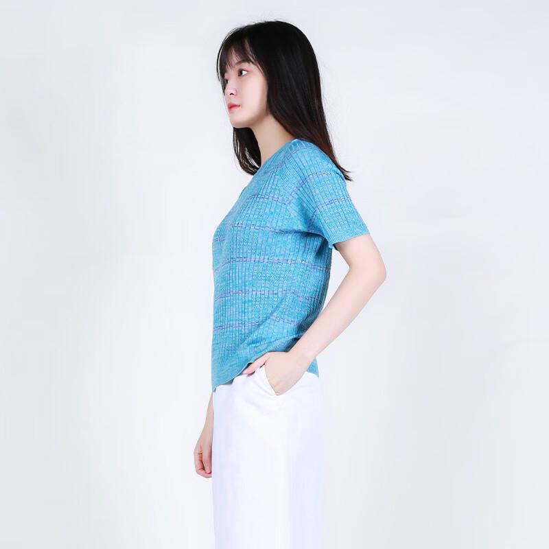 Anlom Women's Summer Short Sleeve Mulberry Silk Knit Top