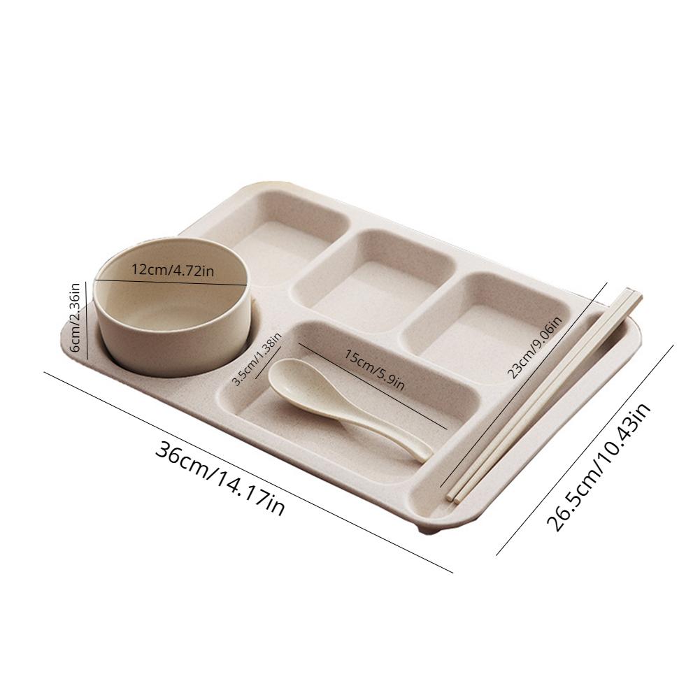 1Set Student Meal Plate Fast Food Bowls Anti-fall Household Meal Plate Separation Plate Bowl Cup Set Dinner Set Service Assiette