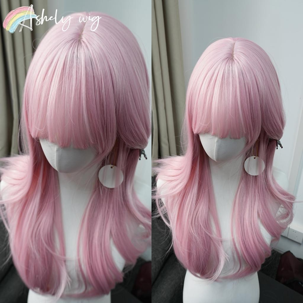 Light Pink Wig for Women Pink Hair Wigs with Bangs 26inch Natural and Fashionable Lolita Headband Wig Synthetic Wigs Cosplay