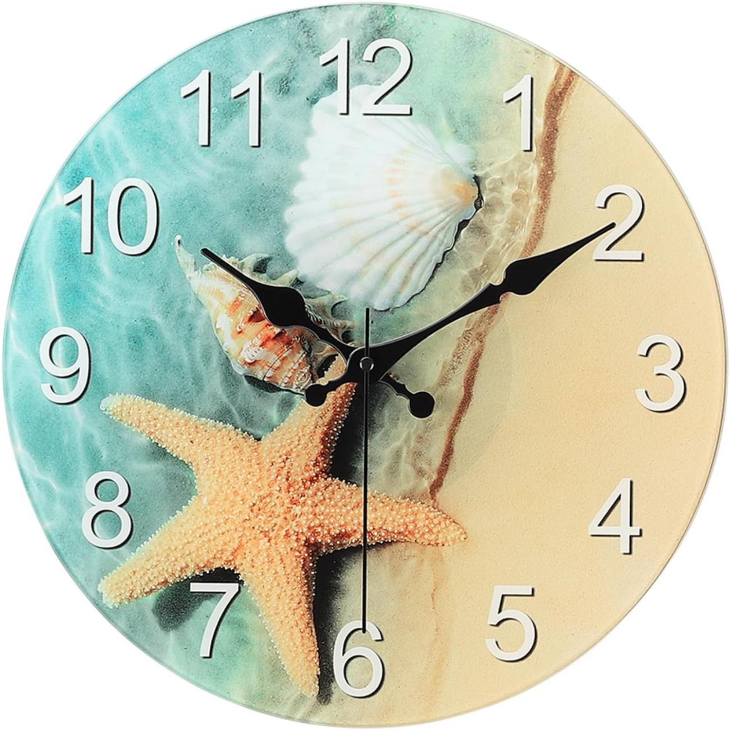 

12 Silent Non-Ticking Wall Clock with Cosmic Galaxy, Battery Operated Analog Clock for Bedroom/Living Room/Kitchen/Office