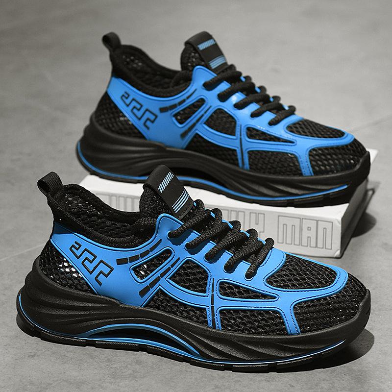 Men's shoes 2025 summer new men's outdoor wading mesh casual shoes thick sole elastic shock cushioning lightweight sports shoes