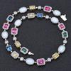 European & American Hip Hop Colorful Gemstone Necklace, Zirconia Jewelry, Luxury Niche Clavicle Chain for Women