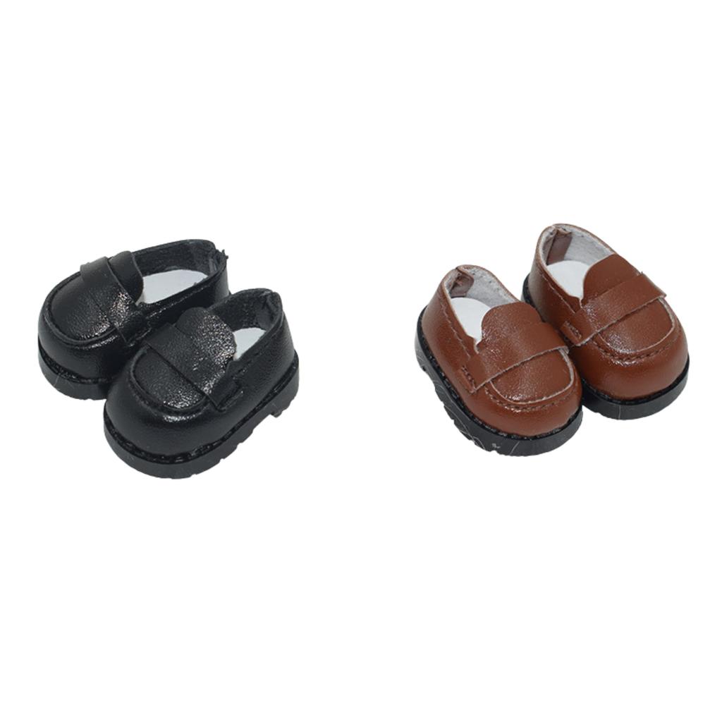 AXLUCE Plush Toy - Shoes - Plush Doll Clothes - 10cm Leather Shoes Doll Loafers (Black)