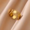 Fashion Sun Open Rings For Women Men Gold Color Stainless Steel Sun Ring Wedding Couple Aesthetic Jewelry Gift bijoux femmes