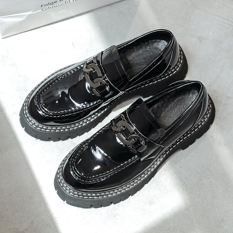 men fashion patent leather shoes slip-on driving shoe wedding party dress black trendy platform loafers  designer footwear