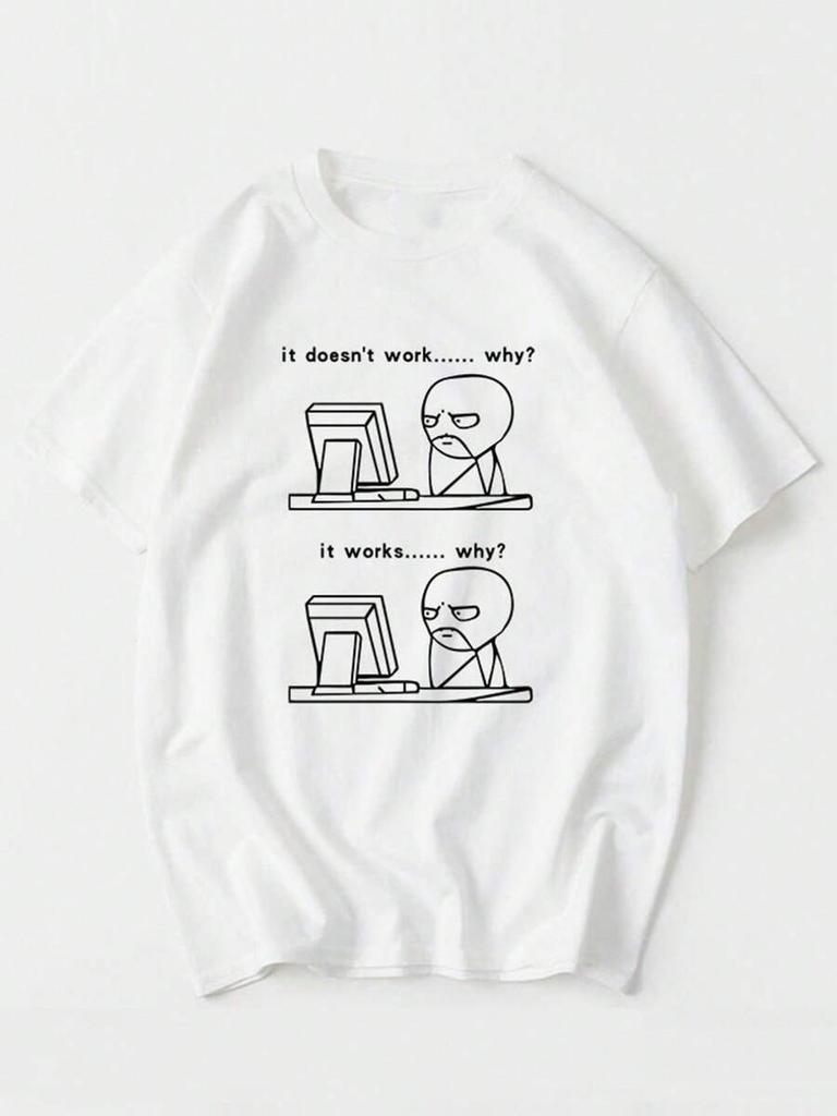 Unisex lässiges Sommer-Outfit T-Shirt Rundhalsausschnitt Kurzarm T-Shirt