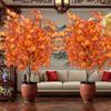 Thanksgiving Day Artificial Maple Tree Branches Realistic Fall Foliage Decor with Orange Leaves Durable Plastic Seasonal Display