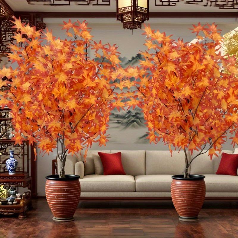 Thanksgiving Day Artificial Maple Tree Branches Realistic Fall Foliage Decor with Orange Leaves Durable Plastic Seasonal Display
