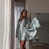 Popular Women's Long Sleeve V-Neck Backless Mid-Length Dress - Fashionable European & American Style