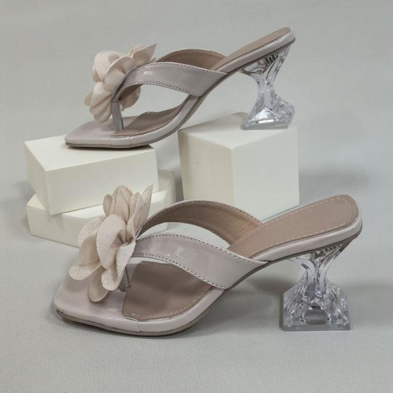 

Женские сандалии с квадратным носком, с перемычкой между пальцами, на низком каблуке, летние, новые, противоскользящие, износостойкие, шлепанцы на высоком каблуке 43 грязно-белый