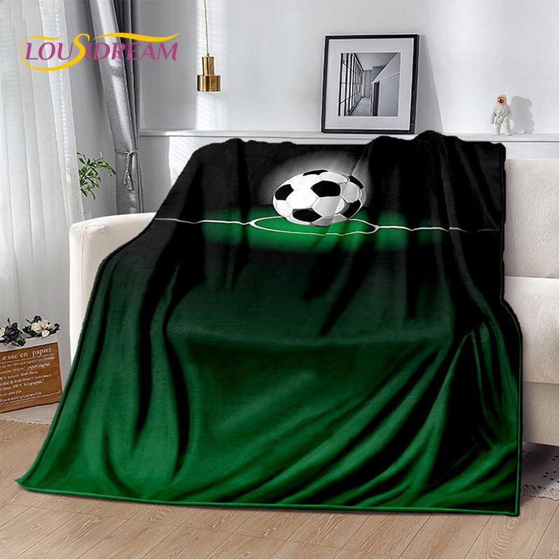 3D Football Art Cartoon Soft Plush Blanket,Flannel Blanket Throw Blanket for Living Room Bedroom Bed Sofa Picnic Cover Bettdecke