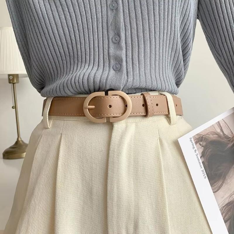 Women's Simple Golden Buckle Belt Women’s Fashion Casual Black Designer Belts Ladies Waist Belts For Jeans Clothing Accessories