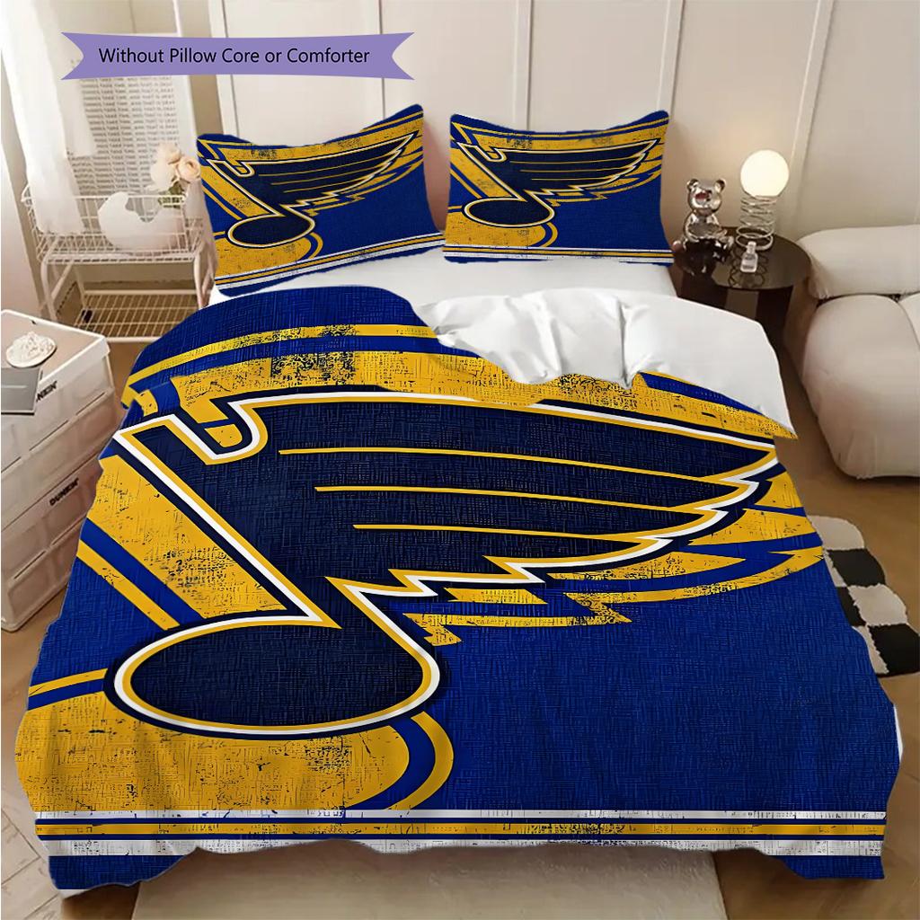 St. Louis Blues Pattern Bedding Quilt Set Quilt Cover Pillowcase Home Decoration Birthday Gift (1 * duvet cover + 2 * pillowcase, without core)