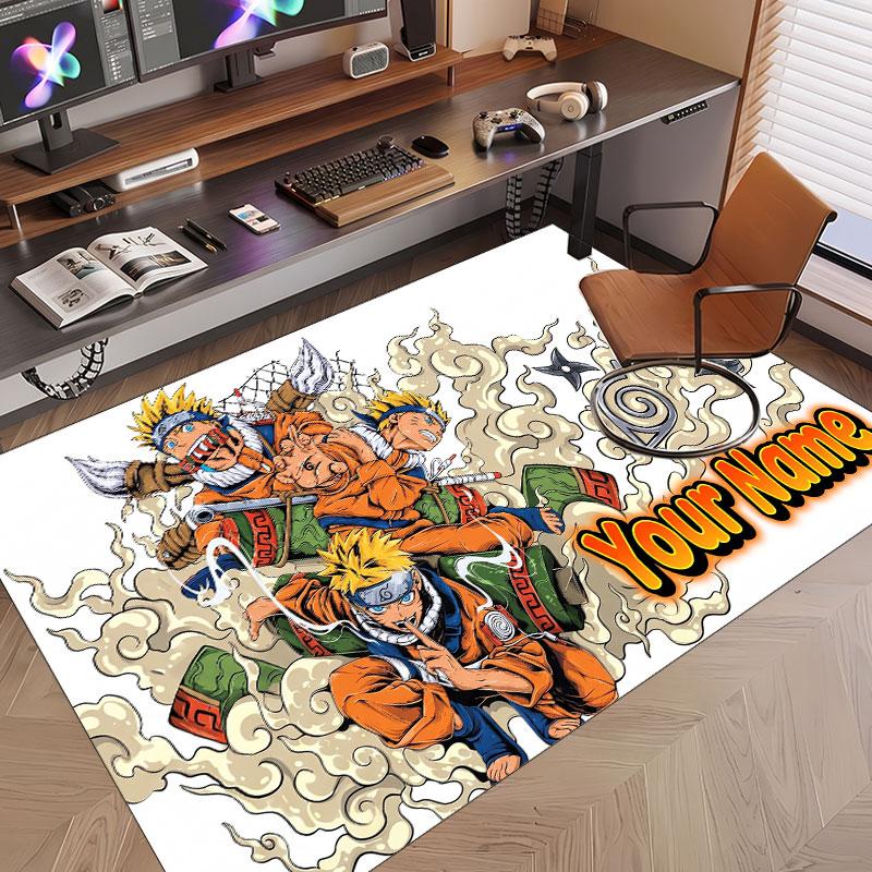 Custom Name Crystal Velvet Rug,Naruto Comfortable Anti Slip Floor Mat For Room Decoration
