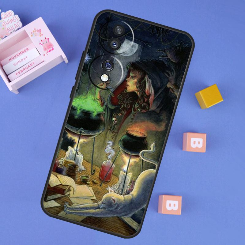 

Halloween Witch Cat Case For Honor X9d X9a X9b X9c X8a X8b X8c 200 400 Pro 50 70 90 Magic 7 Lite 5 6 8 Pro Cover Honor X8b