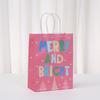 12/30pcs Pink Christmas Paper Tote Bags Thank You Gift Bags for Party Favors Retail Packaging
