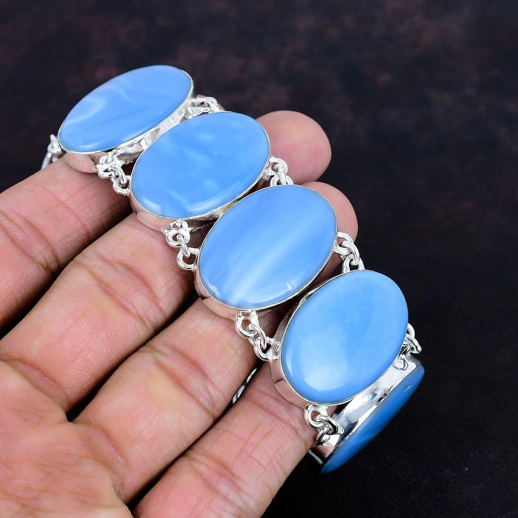 Owyhee-Blauopal Edelstein Armband neuestes Design Schmuck 925 Sterling Silber verstellbare Kette Armband handgefertigt anständiger Schmuck Geschenke für sie