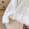 Women's Beaded Flower Faux Mink Knit Sweater