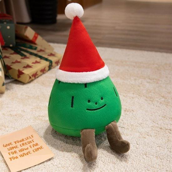 

Cartoon Christmas Little Pine Tree Plush Doll Wearing Santa Hat Doll Children S Rag Doll New Year S Gift