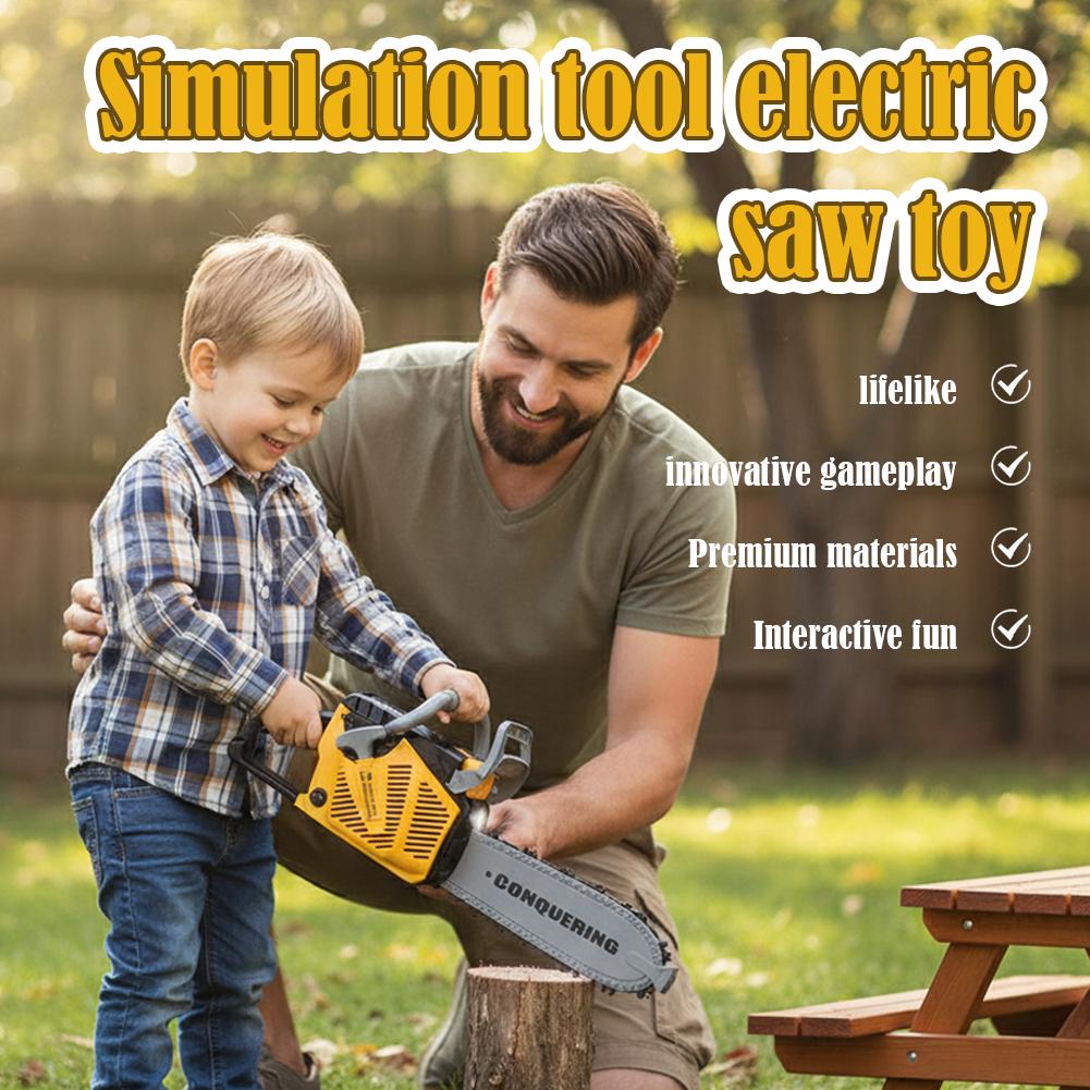 Kids Chainsaw Toy Safe Pretend Play Tool With Realistic Sound Electric Toy Power Saw For Boys Girls Diy Tool Gift