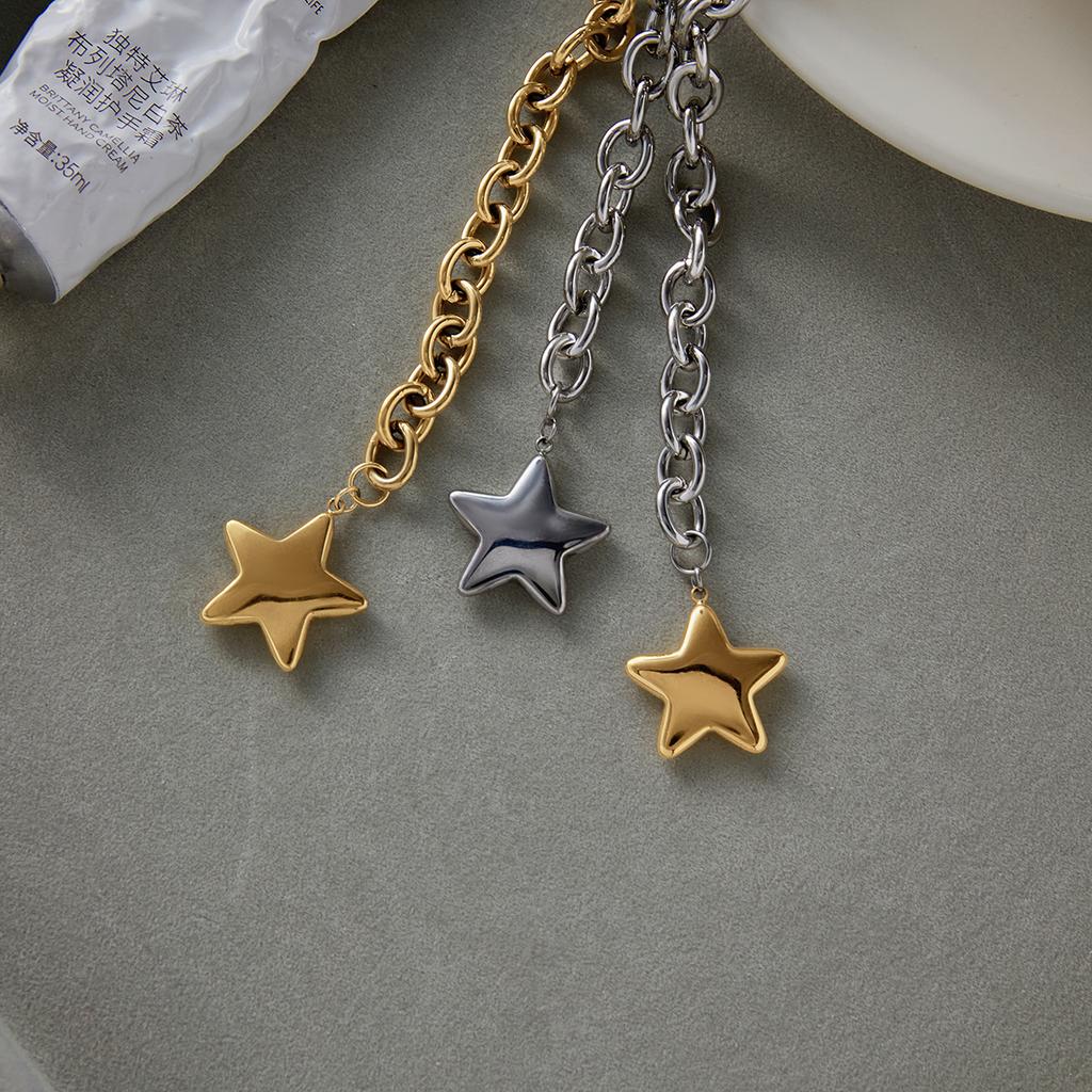Yori Gold Silver Colorblock Polished Five-Pointed Star Pendant Necklace 18K PVD Plated Waterproof Popular Jewelry Wholesale