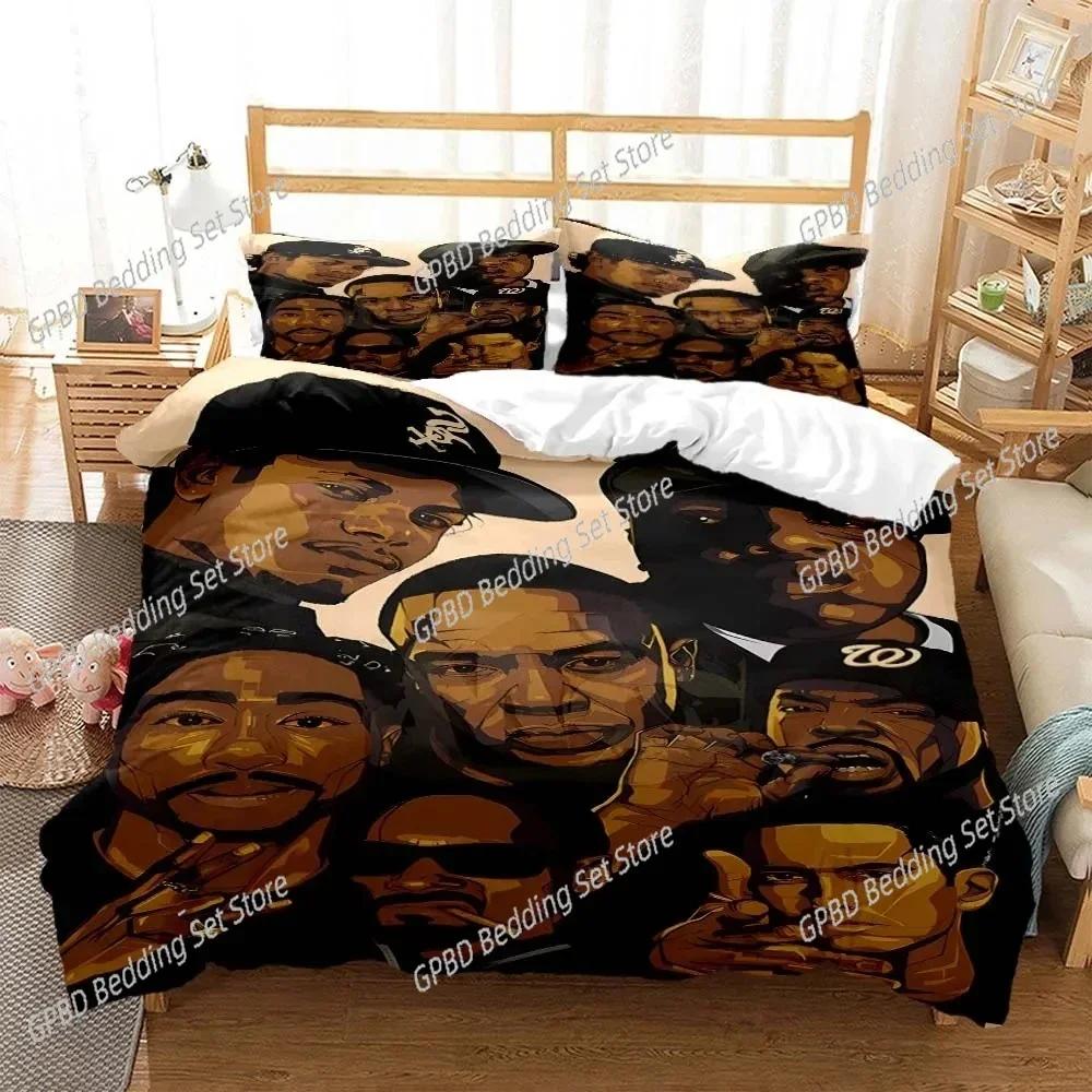 Comforter Hip Hop Rapper Bedding Set 3D Printed Suitable For Bedroom Kids Home Textile