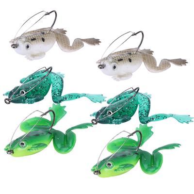 6 PCSSet Outdoor Artificial Lifelike Frog Shape Soft Plastic Fishing Lure Bait(Random Color)