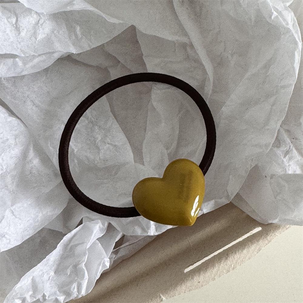 Gold Label Heart-Shaped Acetate Candy Color Hair Tie - High Elasticity, Cute High Ponytail Rubber Band