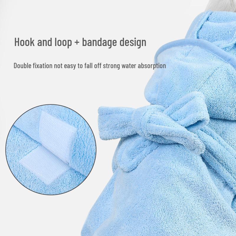Super Absorbent Microfiber Pet Bathrobe - Quick Dry Dog & Cat Towel