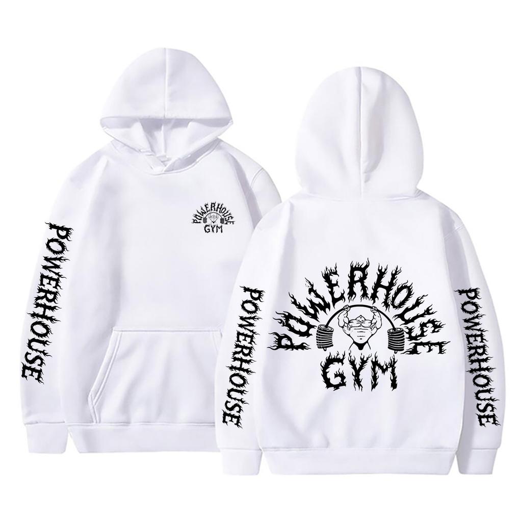 Powerhouse Gym Logo Grafikdruck Hoodie Herren Damen Gothic Rock Übergroß Geek Fitness Sweatshirt Mann Lässig Langarm Pullover