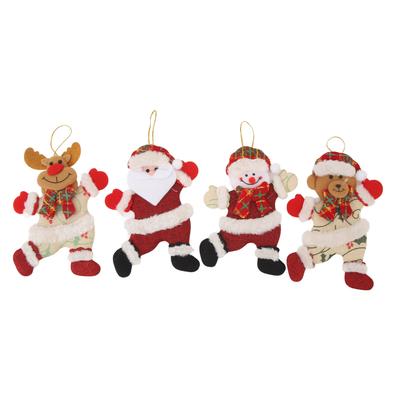 4 PCS Ornements d'Arbre de Noël Tissu Coton Pendentif Poupée Mignonne Décorations de Noël à Suspendre pour Enfants