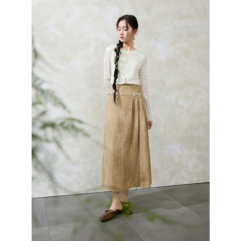 

Санцай Новый китайский стиль Высокая талия А-силуэт Дзен Длинная юбка S