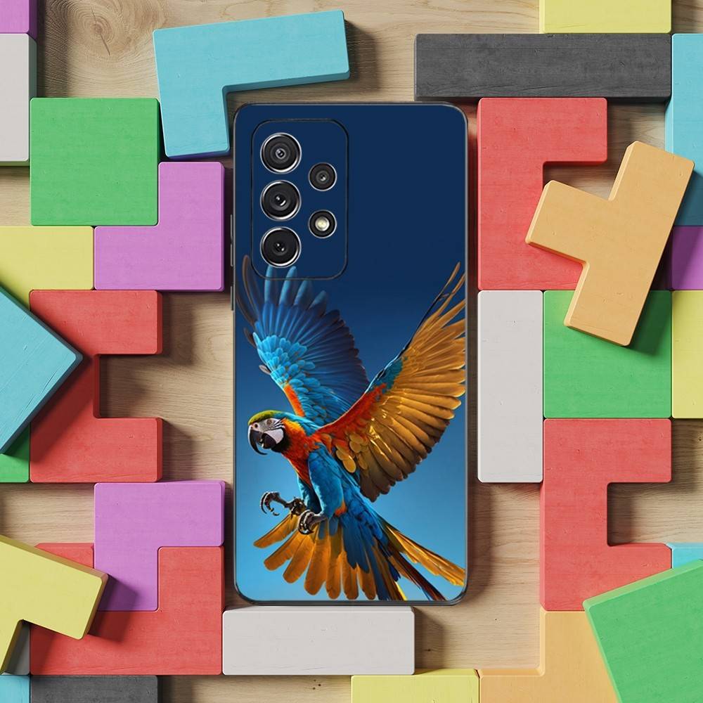 Cute Art Animal Parrot Case For Samsung S10,Plus,S9,S22,S25,Ultra,S24,S21,S20,S23,FE,Lite,Soft Silicone Black
