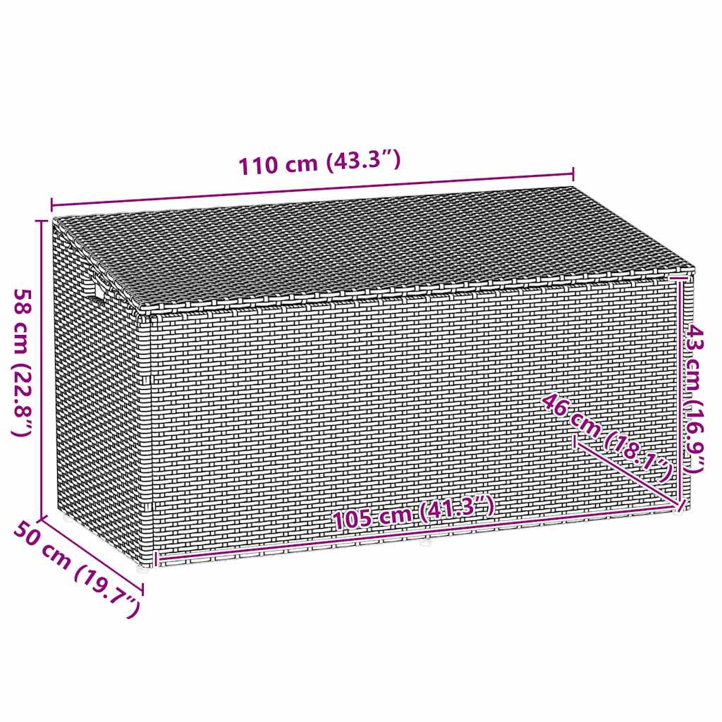 Garden Storage Box Black 110 X 50 X 58 Cm Poly Rattan