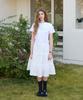 Letter From Moon Flower Lace Tiered Midi Skirt (White)