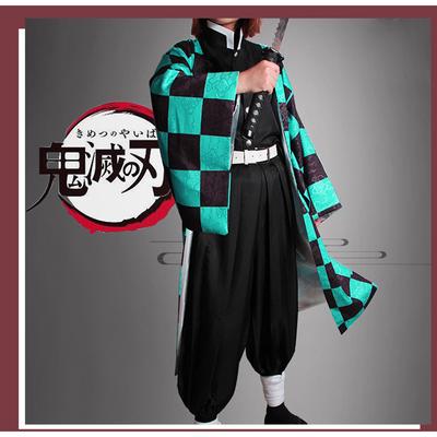 Demon Slayer Kimetsu No Yaiba Tanjirou Kamado Cosplay Costume Kimono Cloak Halloween